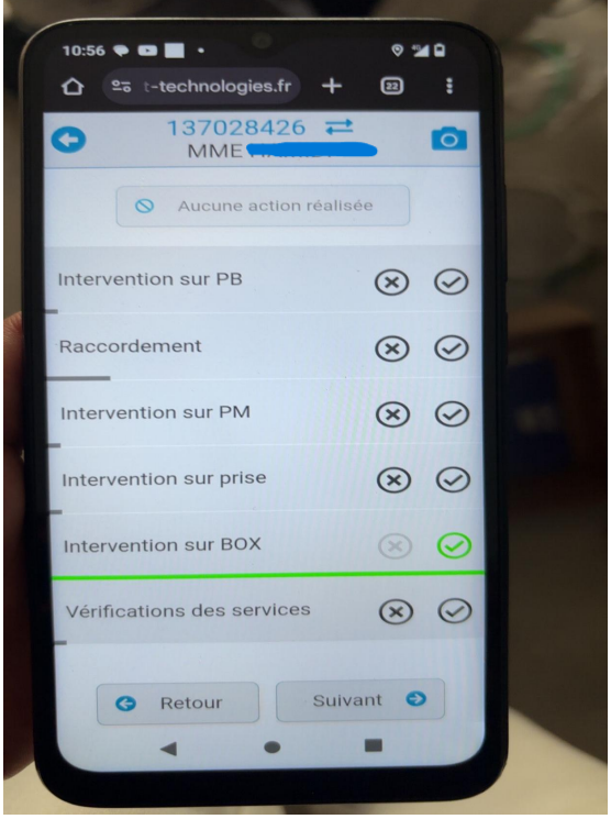 Interface technicien fibre